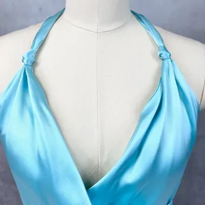 Y2K ANKA New York Dress Halter Size Medium Silk Glam Party Femme Club HOCO‎ thumbnail 5