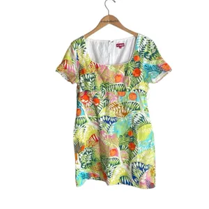 STAUD Sandra Linen Mini Dress Capri Tree thumbnail 4