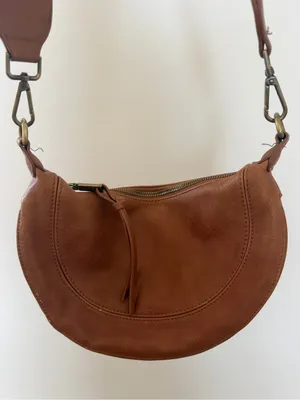 Anthropologie Crescent Leather Shoulder Bag in Brown thumbnail 1