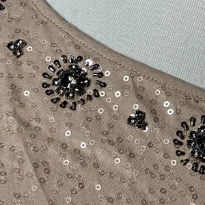 LOFT Beige Embellished 3/4 Sleeve Top thumbnail 3