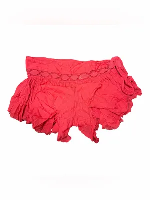 Free People One Coral Boho Wrap Skort Crochet Lace Side Tie Festival Shorts L thumbnail 6