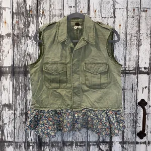 We the free free people military top with floral peplum thumbnail 2