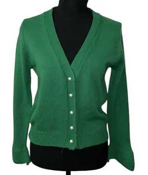 Women’s Green Button Down Cardigan Green Size undefined thumbnail 1