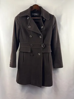 Women’s Kenneth Cole Reaction Size 4 Brown Peacoat thumbnail 1