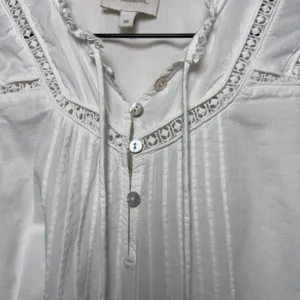 Cleobella Women‎ Cotton Top XS White Boho Lace Tassel Pintuck Cottage Peasant thumbnail 4