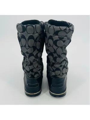 Women's Coach Shaine Black & Grey Monogram Winter Snow Boots Size 7 thumbnail 4