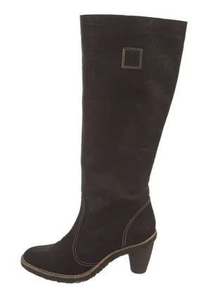Stuart Weitzman tall suede pull on boots with stitching 8 brown thumbnail 1