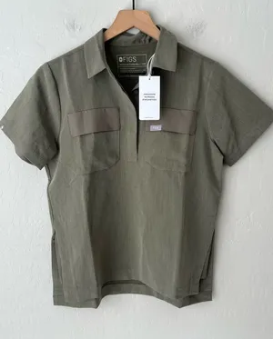 Figs Saiya Cargo scrub top heathered olive green NEW XXS limited edition thumbnail 1