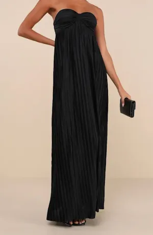 Lulus Maxi Strapless Dress Black thumbnail 1