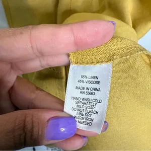 NWT For Cynthia Linen Blend Asymmetrical Yellow‎ Sleeveless Dress Small Flowy thumbnail 8