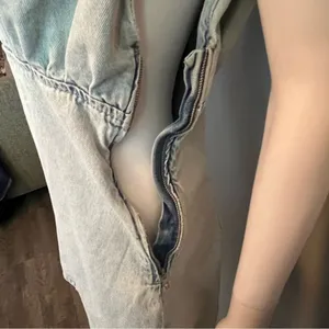 Zara NEW Denim Mini Y2K Dress Distressed Normcore Grunge Clean Girl Casual M thumbnail 5