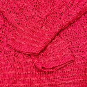 Chico's Pink Crochet Open Knit Long Sleeve Pullover Boho Sweater thumbnail 3