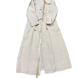 Avec Les Filles Oversized Light‎ Tan Linen Trench Coat Sz S Linencore Neutral thumbnail 8