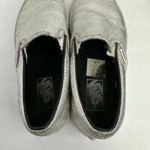 Vans Unisex size 7.5 Womens 6 Mens Metallic Silver Slip On Skate Sneaker Shoe thumbnail 4