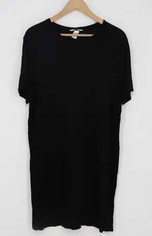 H&M T-Shirt Dress Womens L Basic Black Short Sleeve Crew Neck Excellent thumbnail 1
