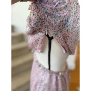 For Love & Lemons Phoebe Pink Floral Puff Sleeve Milk Maid Mini Dress Fairy thumbnail 9