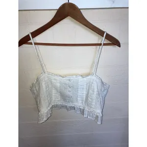 AMERICAN EAGLE Smocked Crop Top Size Large L White COQUETTE COTTAGE FEMININE thumbnail 3