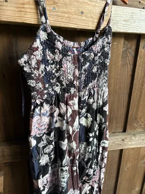 Free People Smocked Patchwork Boho Floral Wide Leg Jumpsuit thumbnail 2