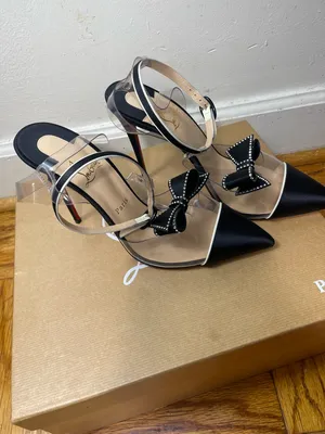 Christian Louboutin Black Naked Bow 100 Satin/Pvc/Patent Leather Pumps EU 41 thumbnail 3