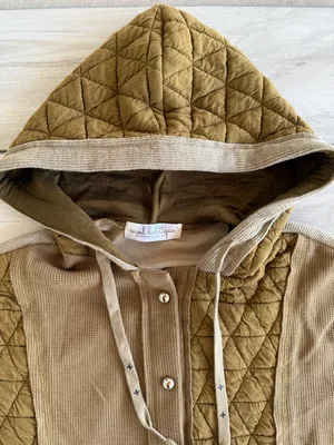 Mod Boutique Mixed-Knit Hooded Quilted Jacket Green Small NWOT thumbnail 5