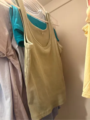 Amazon Ribbed Scoop Tank Top in Sage Green thumbnail 2