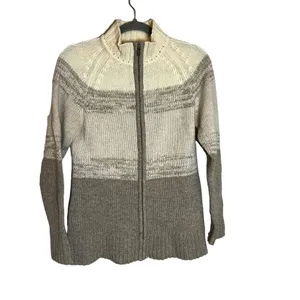 Patagonia 100% Lambswool Full Zip Sweater Jacket Women S Cream Taupe Wool thumbnail 2