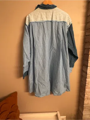 FREE PEOPLE Rags To Riches Striped‎ Patchwork Button-Down Shirt thumbnail 5