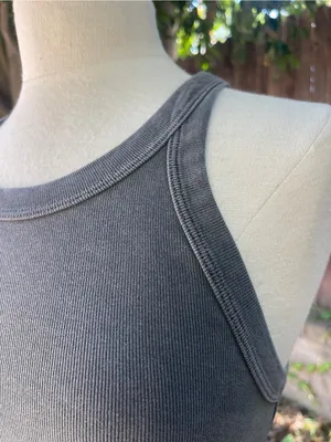 Rowan Pruitt Tank Top 100% cotton ribbed Gray boho festival casual streetwear S thumbnail 3