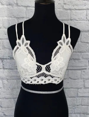 Francesca’s lace criss cross back bralette w/4 adjustable straps white sz Med thumbnail 1