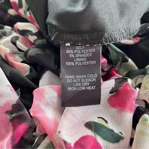 Lulus Ayana Black Pink Floral Ruched Mesh‎ Bodycon Dress SMALL thumbnail 14