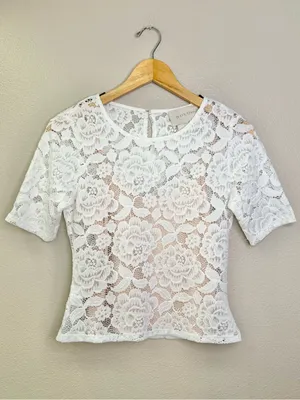 NEW BHLDN Anthropologie Jive Top Lace Bridal Wedding Blouse Top White Floral thumbnail 4