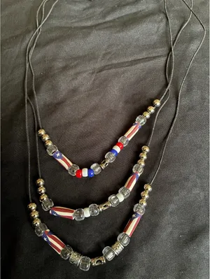 Puerto Rico Flag Beaded Cord Necklaces - 3-Piece Set thumbnail 1