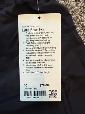 Lululemon Pace Rival Skirt Black thumbnail 3