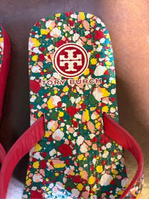 Tory Burch Poppy Red Legacy Paisley Women's Flip Flop Size 6 Sandals thumbnail 2