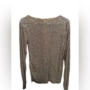 Intimately Free People Sequin Mesh Top Medium Champagne Gold Long Sleeve Blouse thumbnail 3