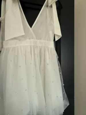 Showpo NWT NWT Karalyn mini dress- bow strap plunge pearl detail size 6 thumbnail 6