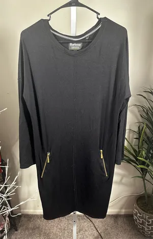 P212. Barbour Black Long Sleeve Zip Pocket Tunic Dress-oversized thumbnail 1