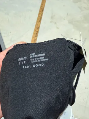 Aerie NWT Black Textured bikini swim top scoop small MSRP$45 thumbnail 4