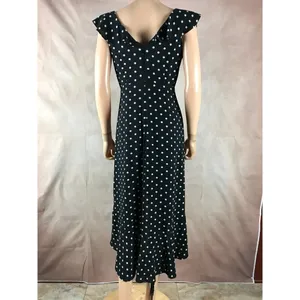 SANGRIA Black/White Ruffled Polka Dot Midi Dress Size 2 thumbnail 5