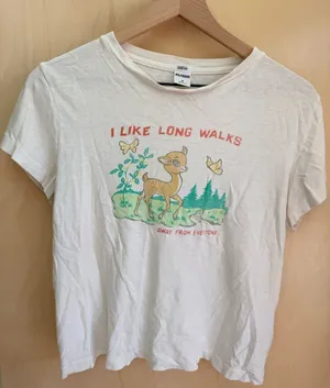 Re/Done "I Like Long Walks" Graphic Tee thumbnail 1