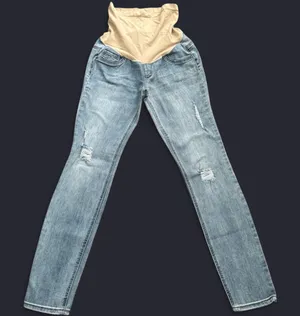 Indigo Blue Light Wash Distressed “Secret Fit Belly” Maternity Jeans thumbnail 1