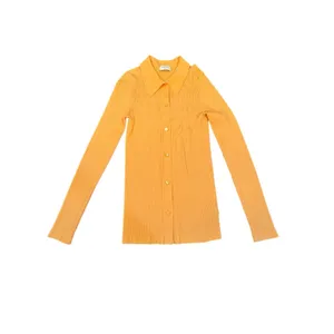 Aritzia Babaton Ribbed Long‎ Sleeve Collared Peach Button Down Sculpt Stretch thumbnail 10