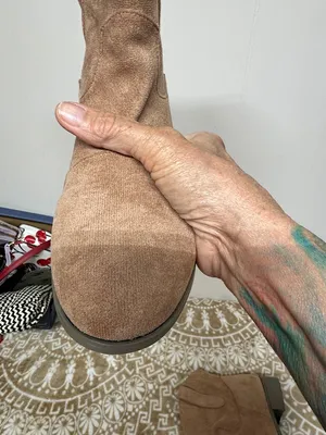 Suede like Ankle Western Boots in Tan - Women's Stylish Comfort thumbnail 2