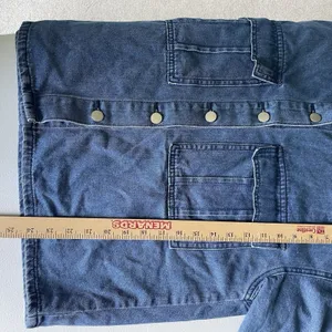 Oversized Denim Button Up Top Boxy Fit Cotton Blend Blue Women's Size Large thumbnail 9