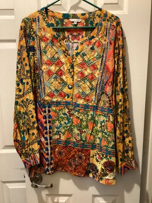 John Mark Yellow Multi Floral Patchwork Tunic thumbnail 1