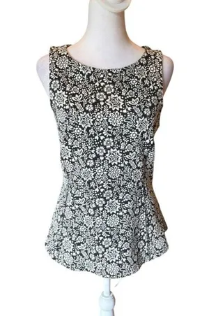 Anthropologie Corseted Jacquard Top Womens Size Medium White Black thumbnail 1