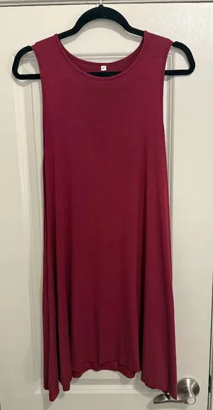 Zalalus Womens Sleeveless Casual Dress Summer T-Shirt Swing Pockets Short Wine Red Med 8 thumbnail 1