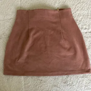Pink Rose Faux Suede Mini Skirt‎ Dusty Rose Double Zipper XS thumbnail 2
