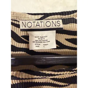 Notations Zebra‎ Animal Print Tank Top Womens Large Tan Black Ribbed Shell thumbnail 2