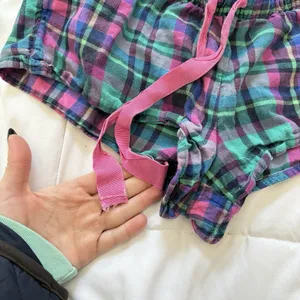 Aerie Shorts Retro Y2K Womens XS Micro Mini Pink Green Plaid 100% Cotton Dainty‎ thumbnail 3